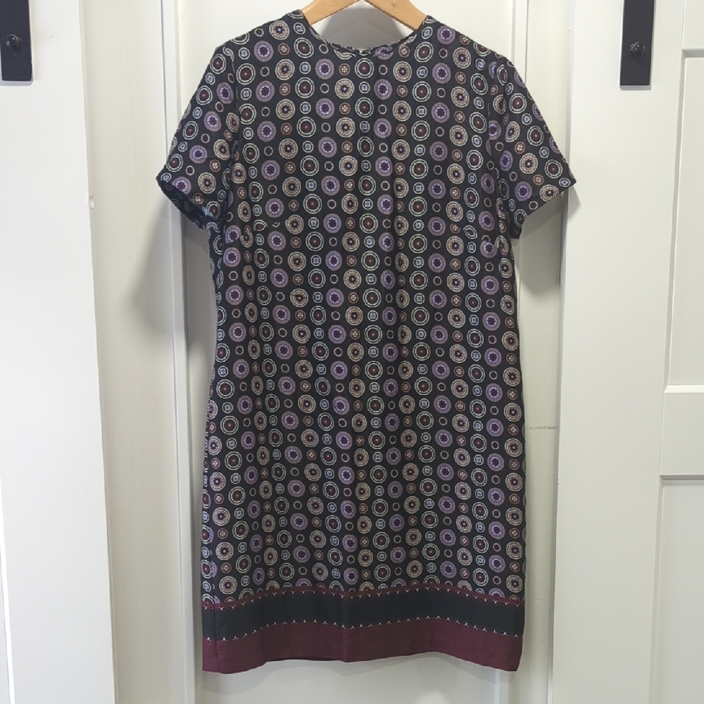 Ann Taylor Black and Blue Foulard Print Silky Mini Dress